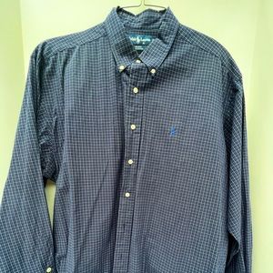 Ralph Lauren plaid button down collared shirt, EUC, Sz L.